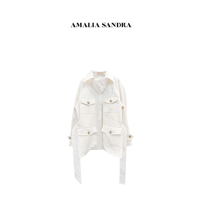 AMALIA SANDRA  静奢风翻领廓形工装风衣外套