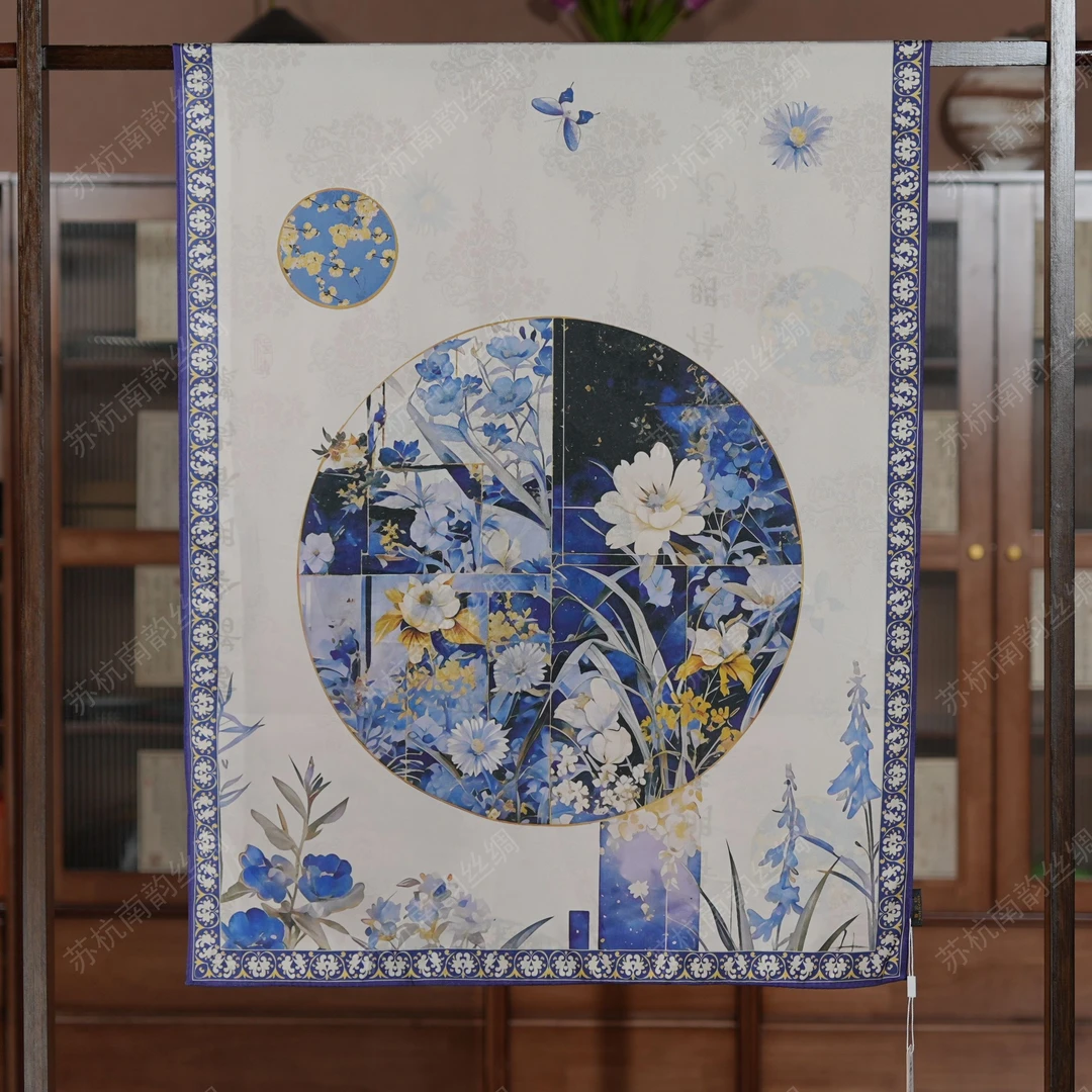 新【C73-117镜月花】180*70丝巾剪花气质双面夏季提花老料围巾