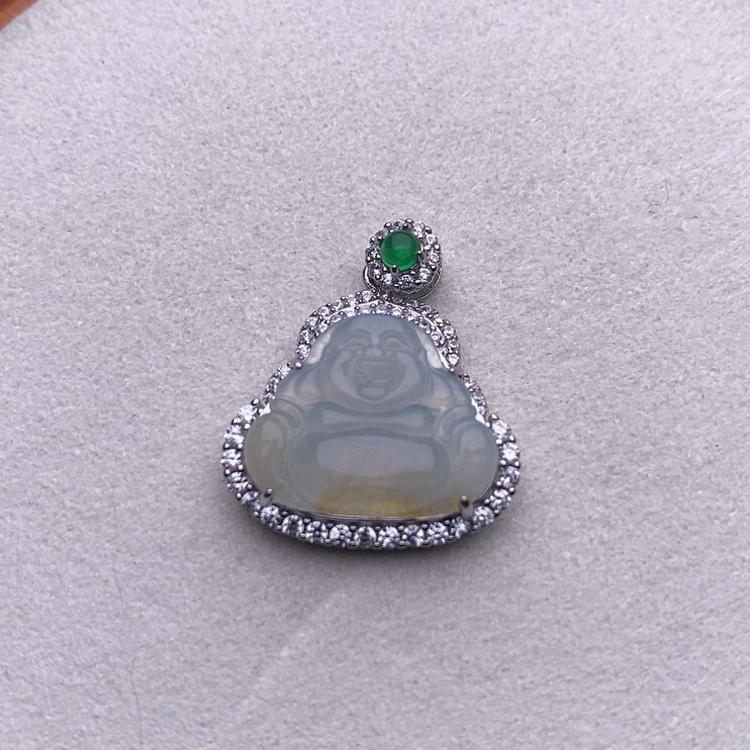 翡翠银S925镶嵌吊坠(不含链)