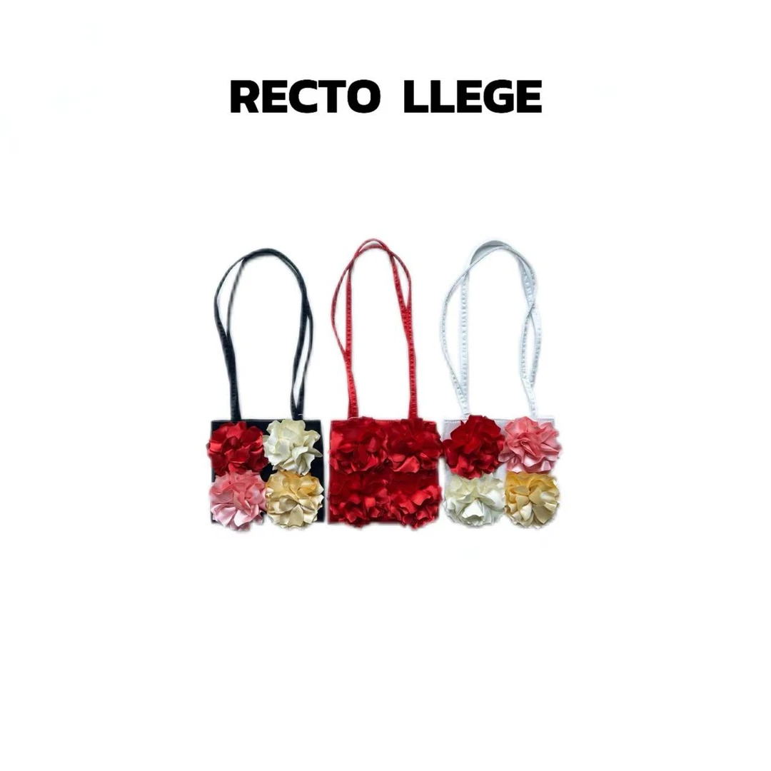 【RECTO LLEGE】立体玫瑰花卉缎面单肩花朵手机包