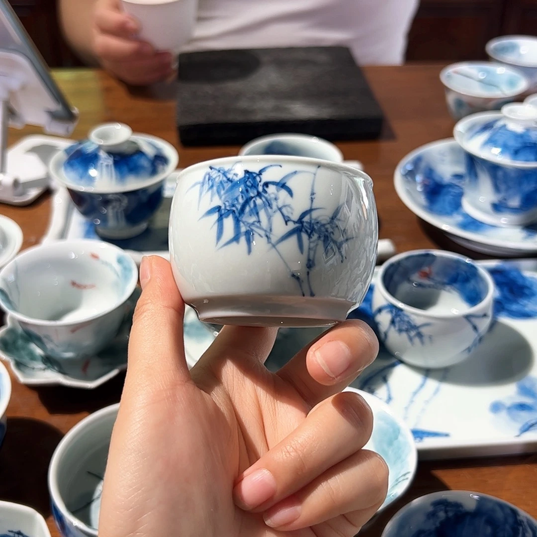 離***别青花手绘竹子主人杯