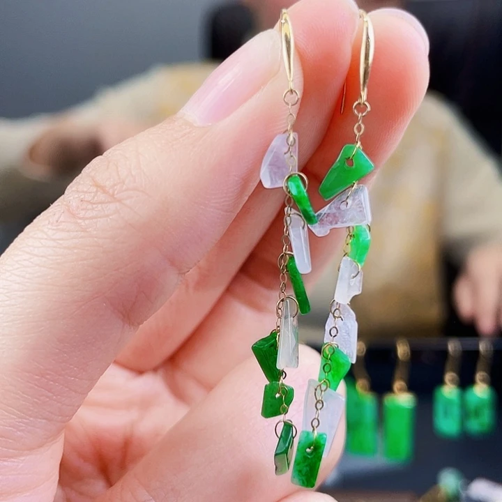 翡翠耳饰18K金镶嵌饰品