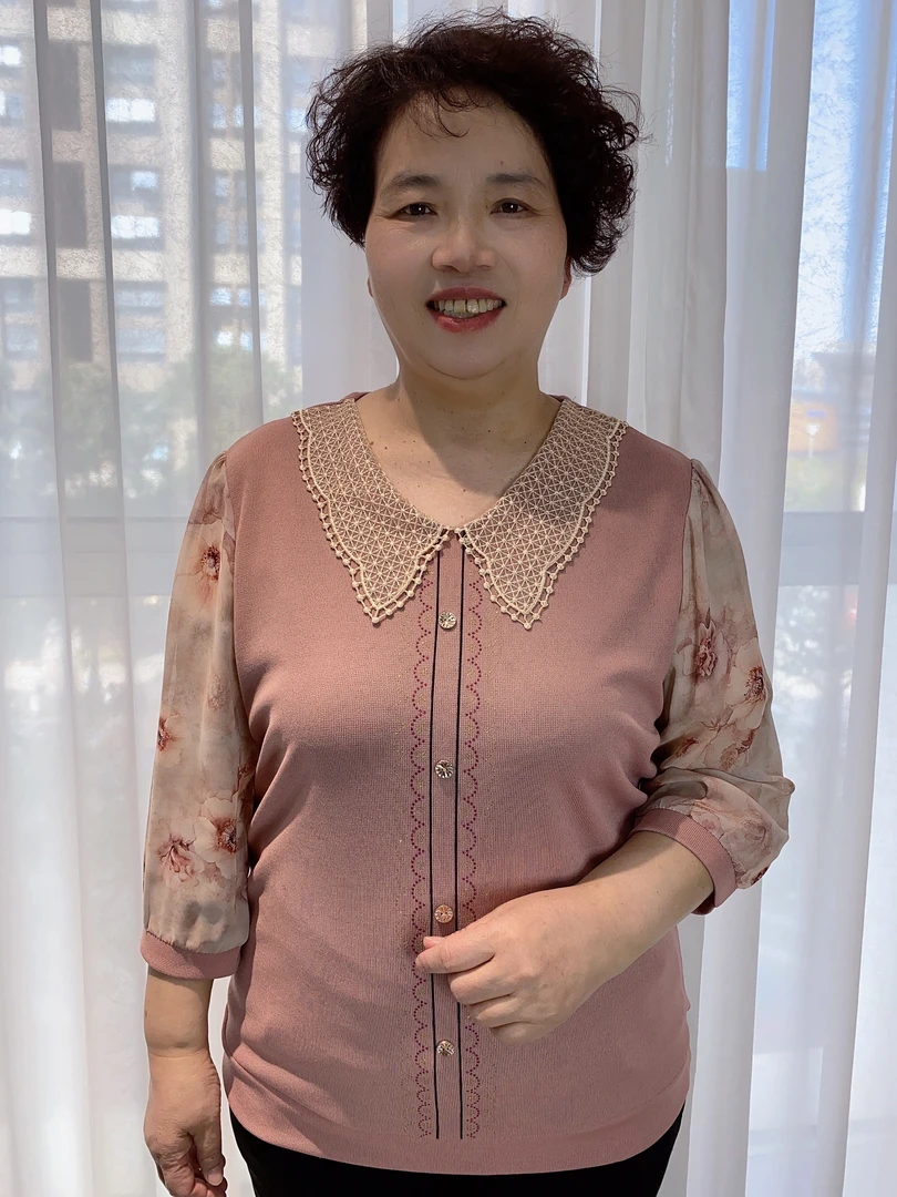 气质宽松型纯色时尚薄款中老年妈妈装洋气大码夏季休闲中袖6154