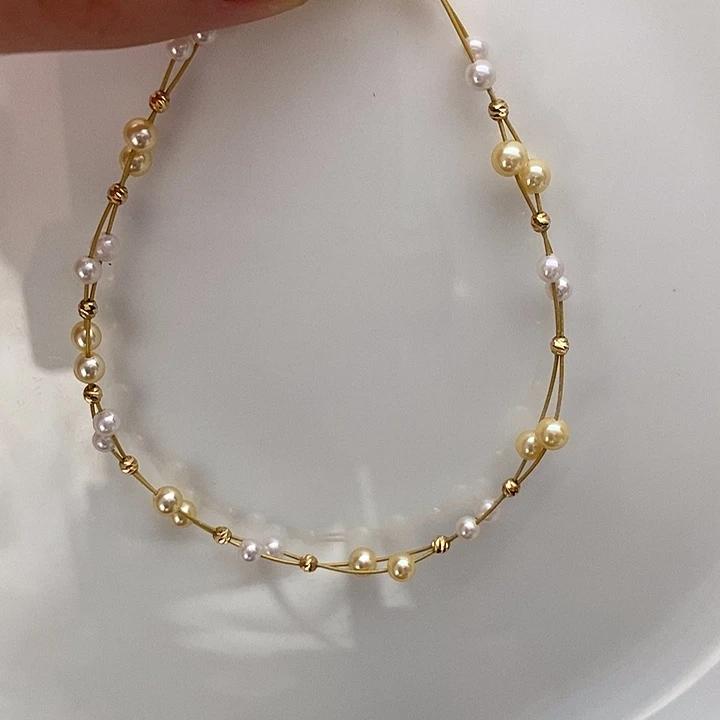 海水珍珠颈饰18K金镶嵌海水手链