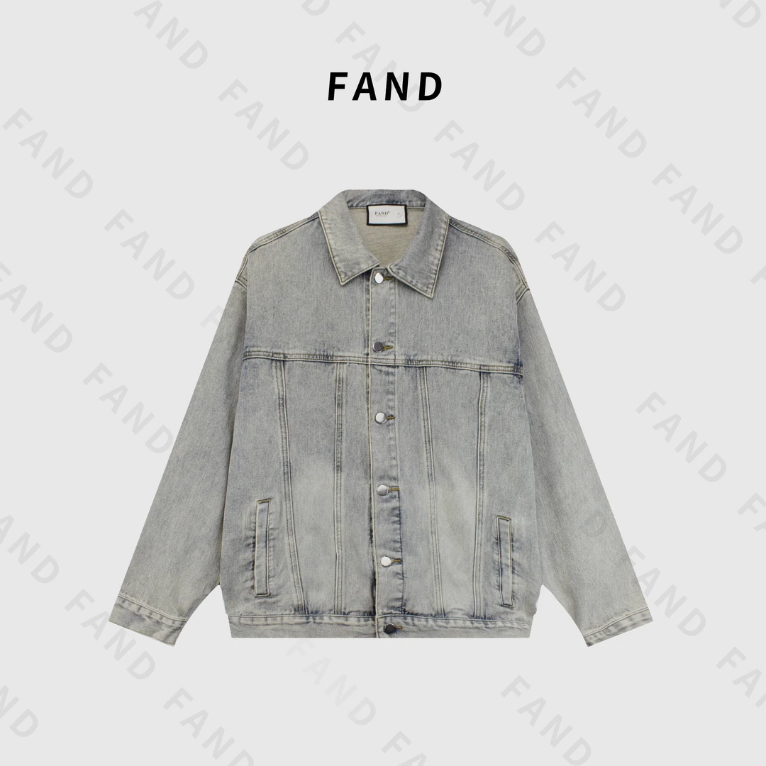 FAND饭饭【VIVI】25女新品早春情侣装时尚上衣外套翻领长袖牛仔外套