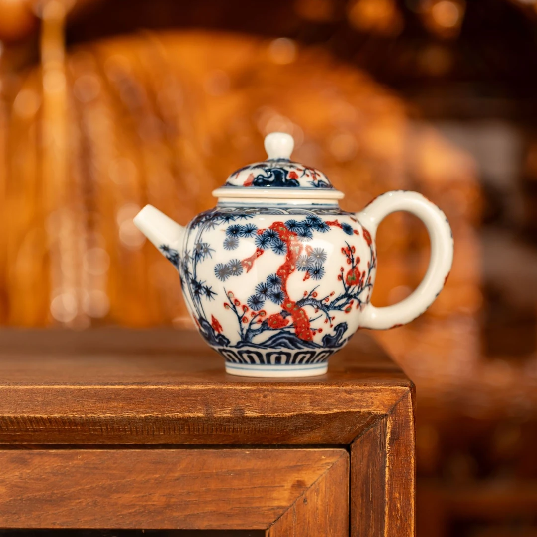 【明和堂】松竹梅小壶纯手工釉下青花瓷景德镇陶瓷