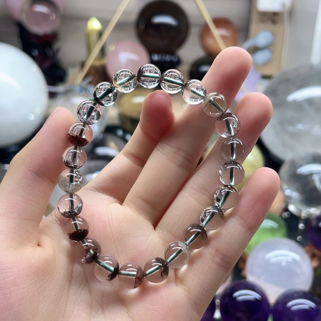 多***亿水晶珠宝半成品未镶嵌天然四季幽灵手链卡8毫米A352