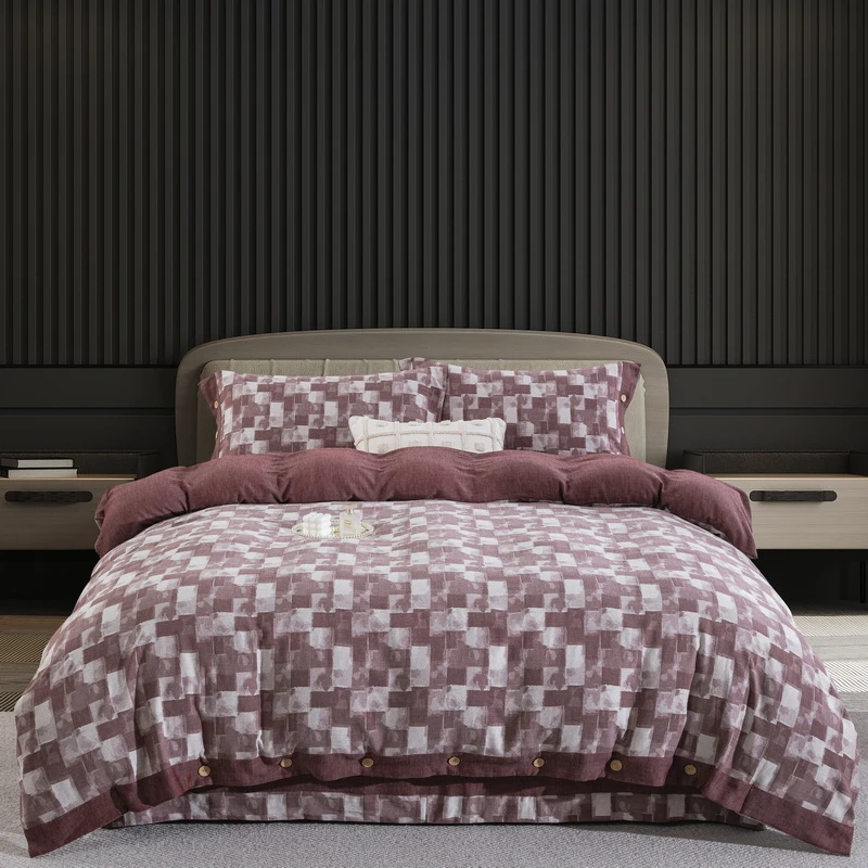 【都市万象-多色】全棉四件套色织提花母婴A类亲肤透气清爽软糯