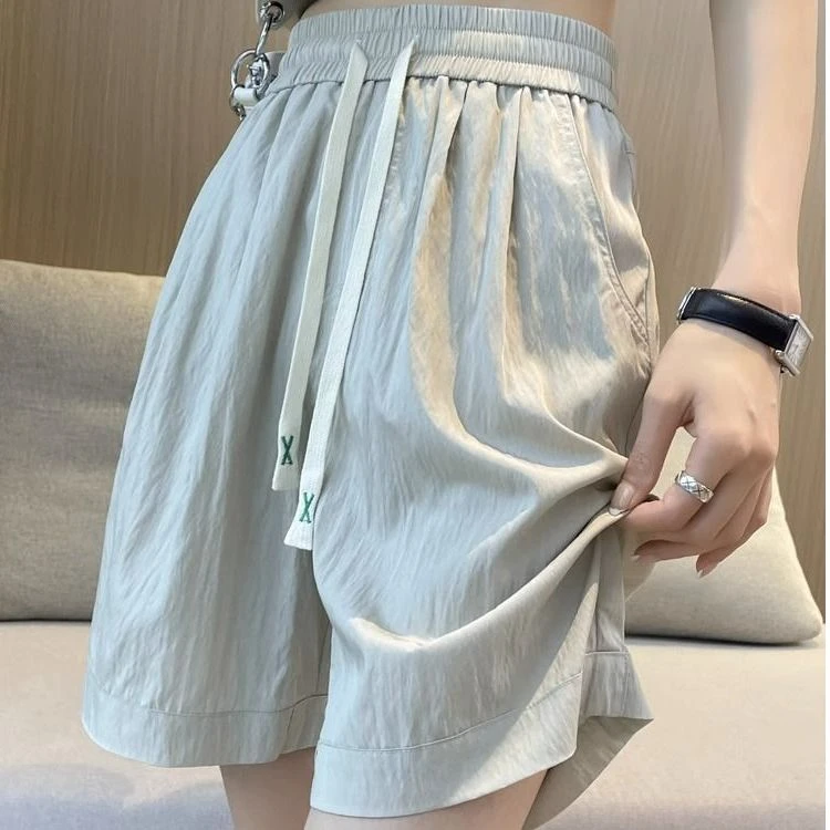 胖MM300斤大码冰丝运动短裤子女夏季薄款高腰显瘦百搭五分阔腿裤