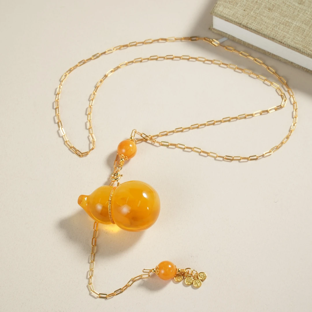 天然精品 蜜蜡 葫芦项链M010848