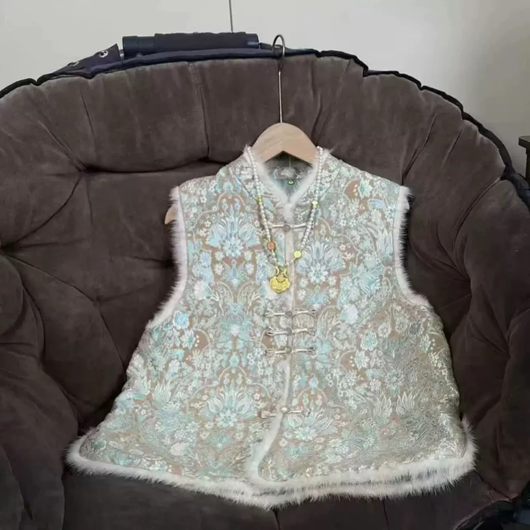 《皆尘烟 -棉马甲》新中式提花复古国风休闲百搭高定加厚马甲中国风