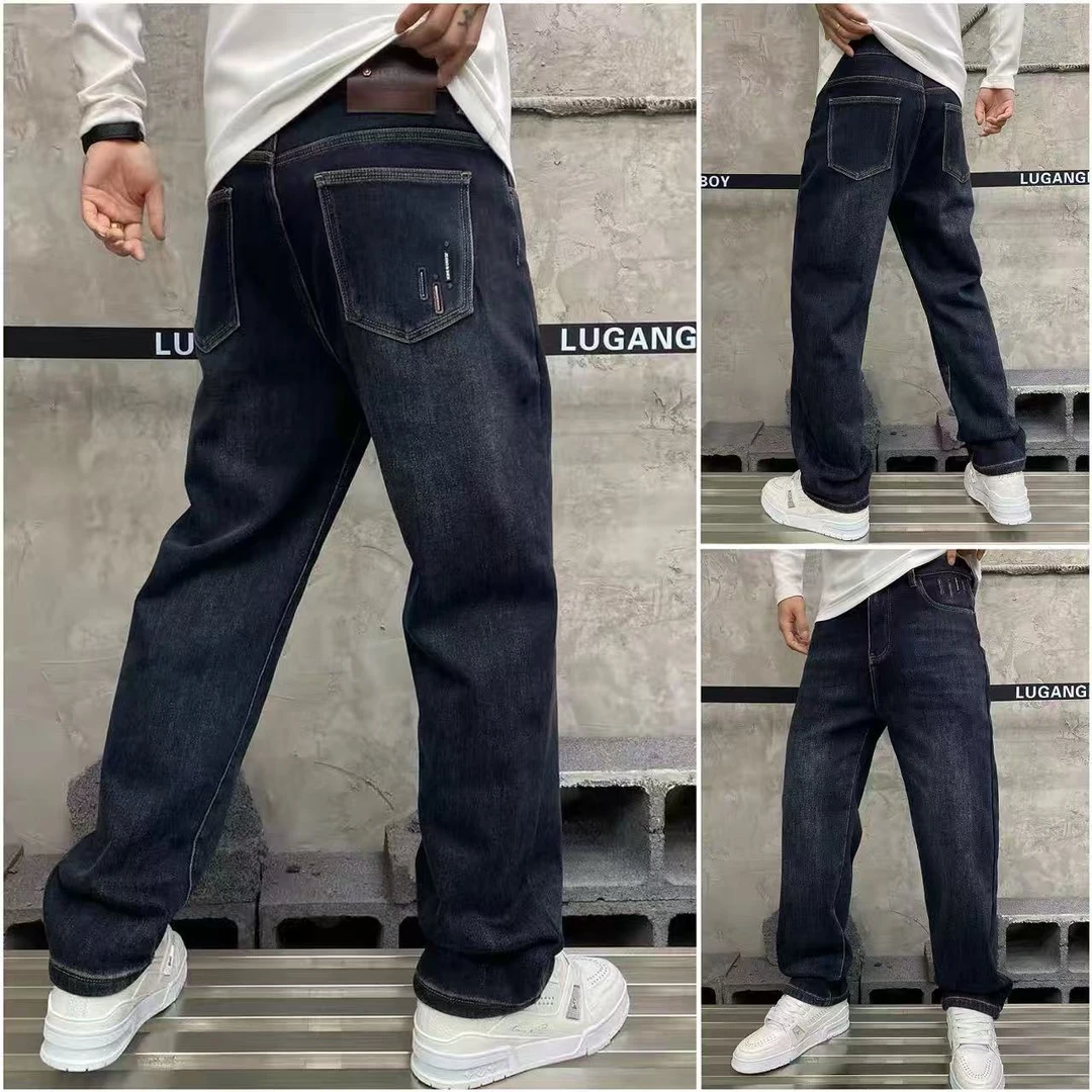 【复古加厚绒直筒牛仔裤】冬季新款百搭高弹男士牛仔裤97190