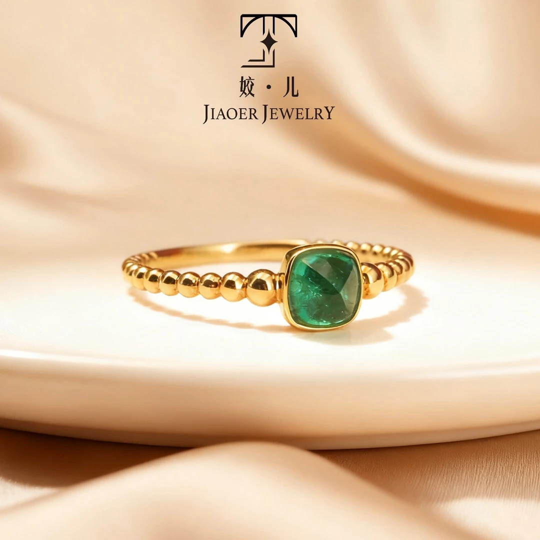 【姣儿珠宝】18K金55分祖母绿糖塔戒指简约经典