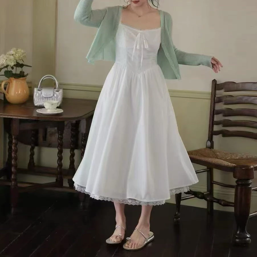 2025春新款大码女装胖妹妹显瘦减龄气质吊带连衣裙开衫套装