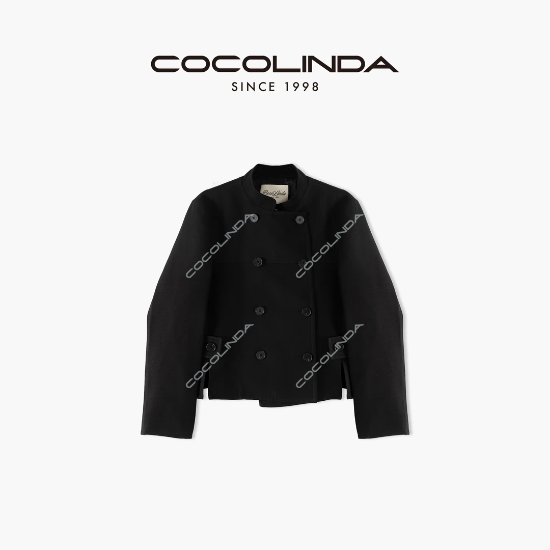 COCOLINDA | ‘名媛风’羊毛桑蚕丝双排扣立领外套C3120