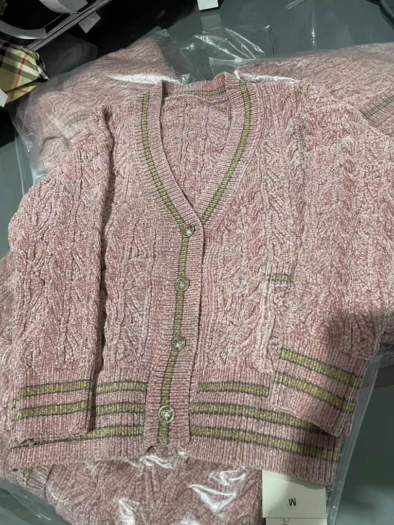 20229264粉色毛衣上衣毛线衫女2025秋冬新款外搭慵懒风毛衣外套