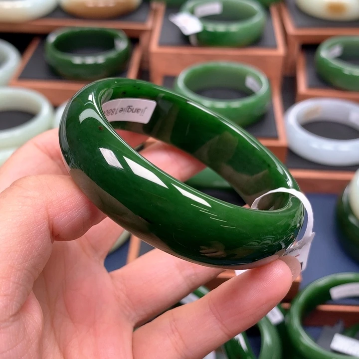和田玉（碧玉）手镯未镶嵌风****?56