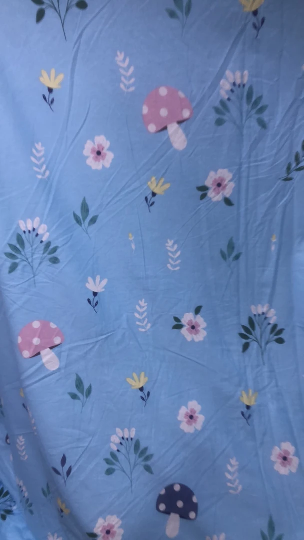 100%纯棉斜纹布料四季通用，亲肤柔软做床单被罩面料 -蓝--小蘑菇