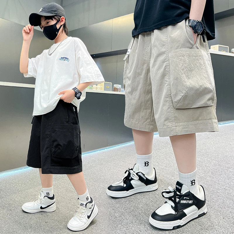 【欢欢优选】2025新款男童夏季潮流宽松大口袋休闲薄款工装短裤6079