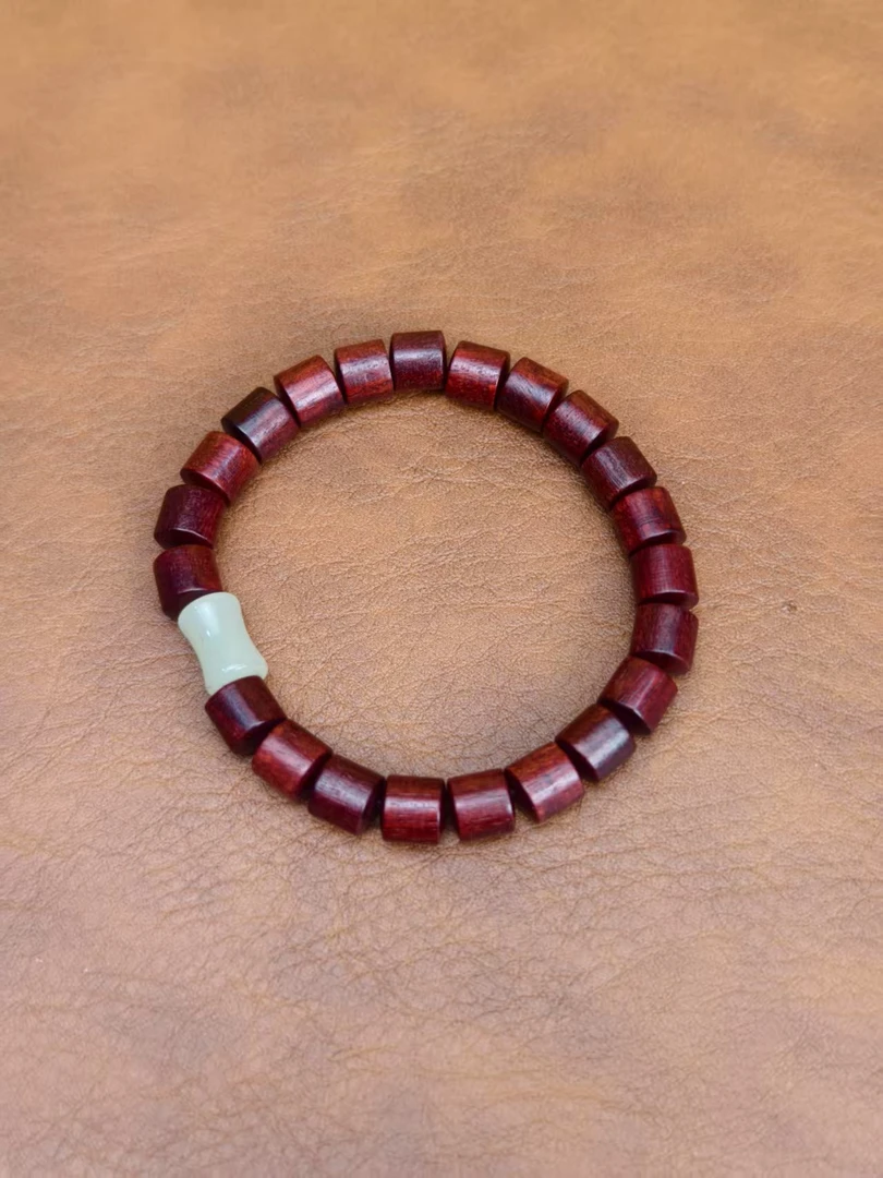 STN-195（无礼盒） 手串 精选小叶紫檀桶珠单圈手串搭配