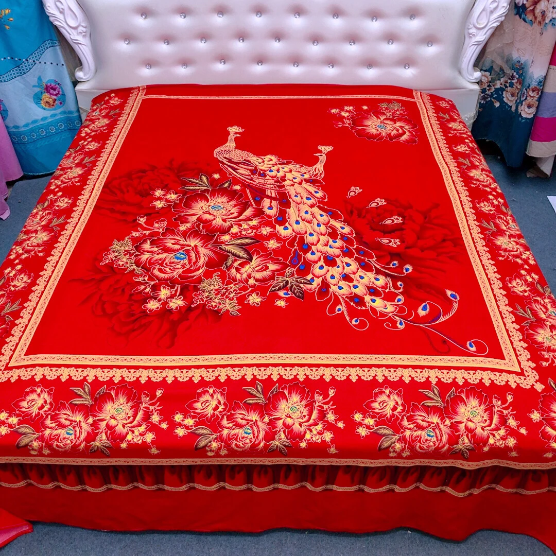 凤凰展翅国朝风定位床单2.3X2.3米单件加厚1.5米1.8米2米床可用