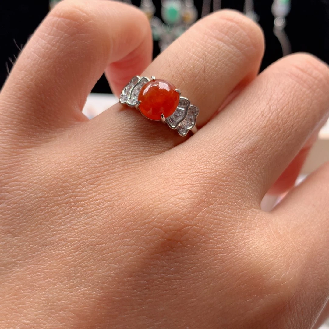 翡翠戒指银S925镶嵌戒指