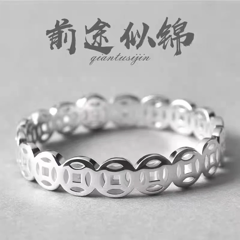 637钱币戒指女款男士时尚百搭情侣简约饰品小众网红个性ins闺蜜