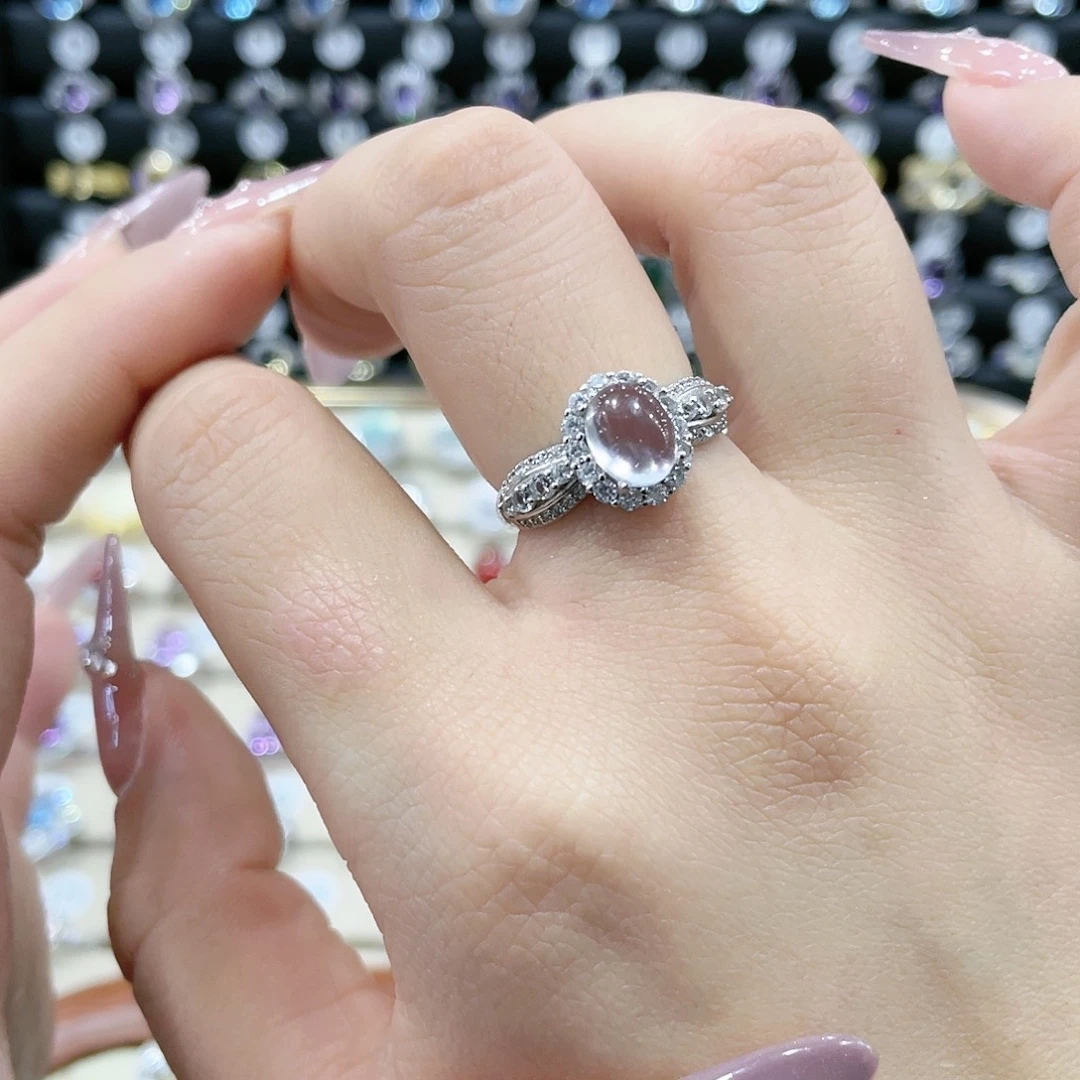 水晶戒指银S925镶嵌戒指