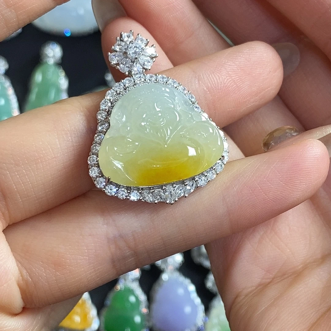 翡翠银S925镶嵌颈饰天然翡翠