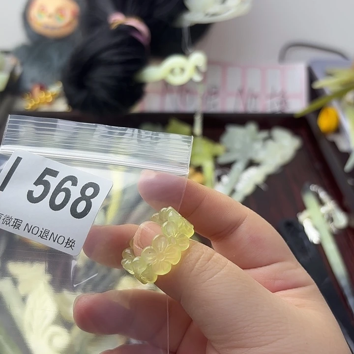 唯***美蛇纹石玉合金发饰