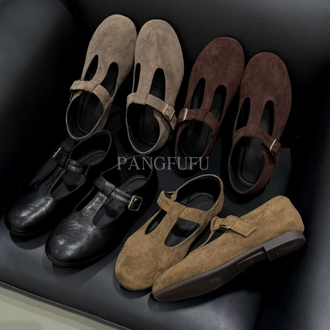 【胖福福大码女鞋】法式浅口单鞋女圆头低跟平底鞋玛丽珍鞋