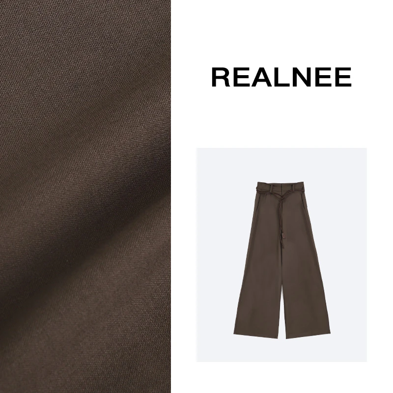 REALNEE【予秋】稀有眻毛休闲西裤褶皱显瘦美拉德搭配刚需09294