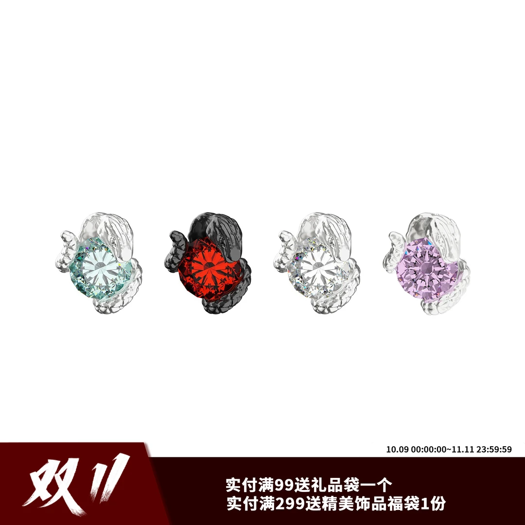 ICEGANG 925银合成锆石耳饰 马尔代夫蓝灵蛇缠绕耳钉养耳洞防过敏