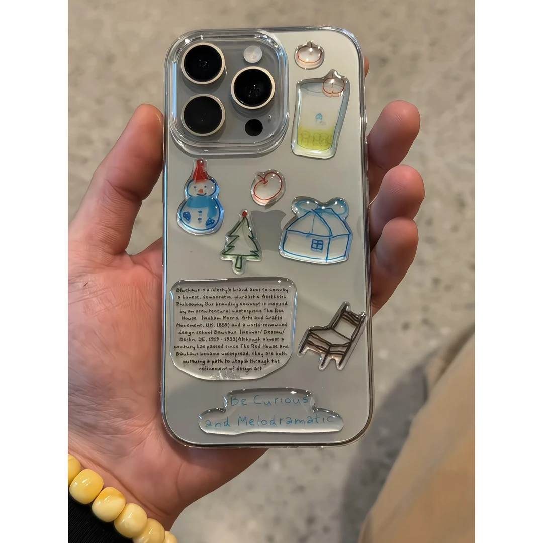 奥菲顿DIY立体雪人贴纸适用苹果15/16promax手机壳13/14软11/12套