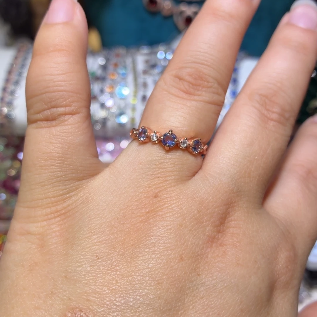 戒指银S925镶嵌坦桑石