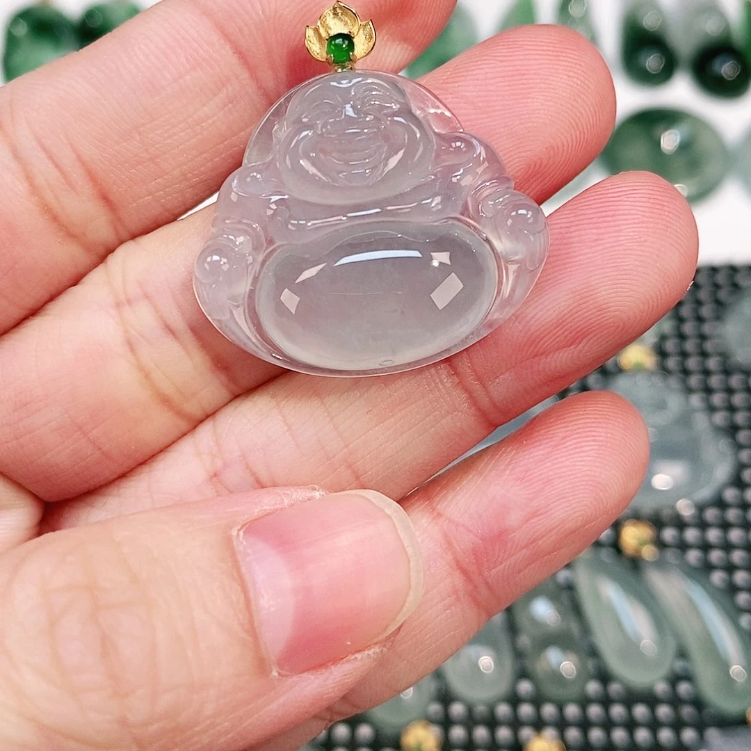 翡翠颈饰18K金镶嵌吊坠