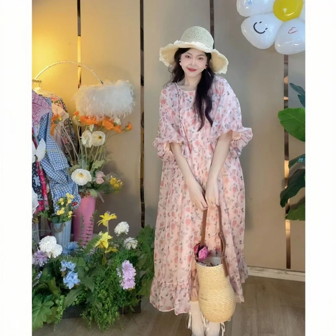 燃冉【午后花园】夏季甜美法式碎花连衣裙宽松复古时尚温柔风连衣裙