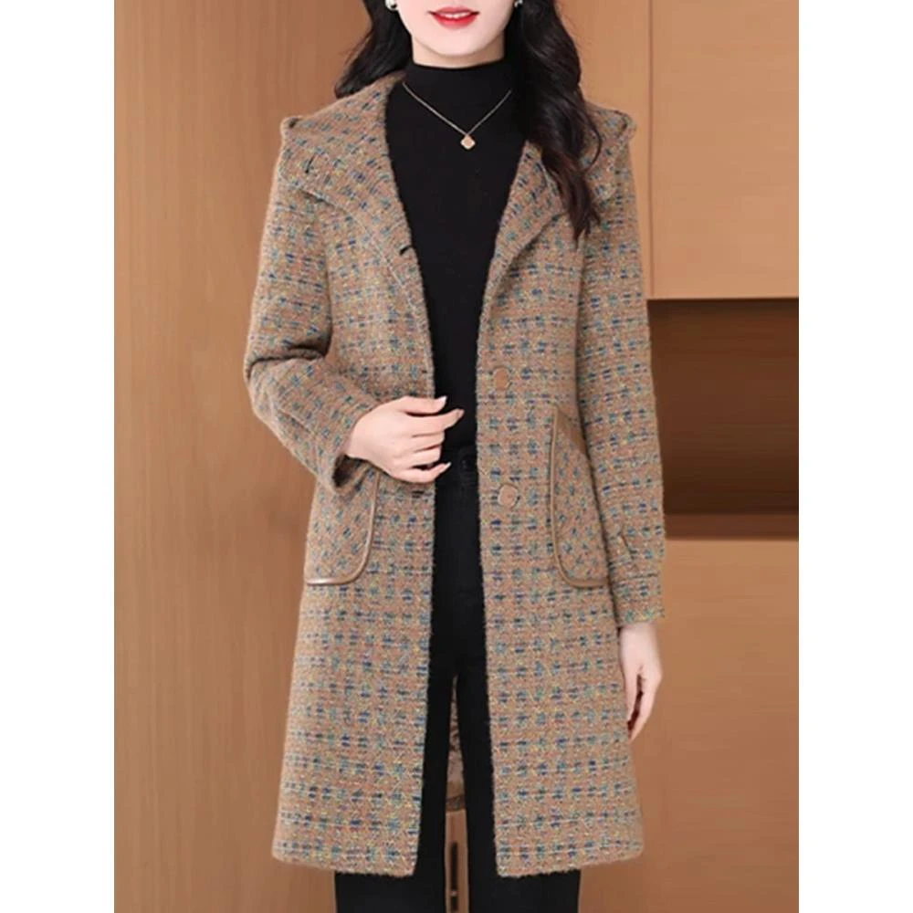 中长款风衣女装2025新款女夹加厚保暖外套秋冬休闲百搭毛呢大衣