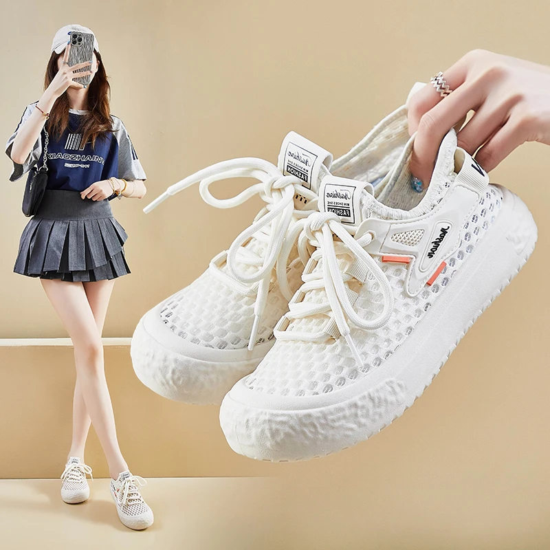 2025夏季飞织小白鞋新款韩版ins女学生网面透气板鞋休闲鞋YD432