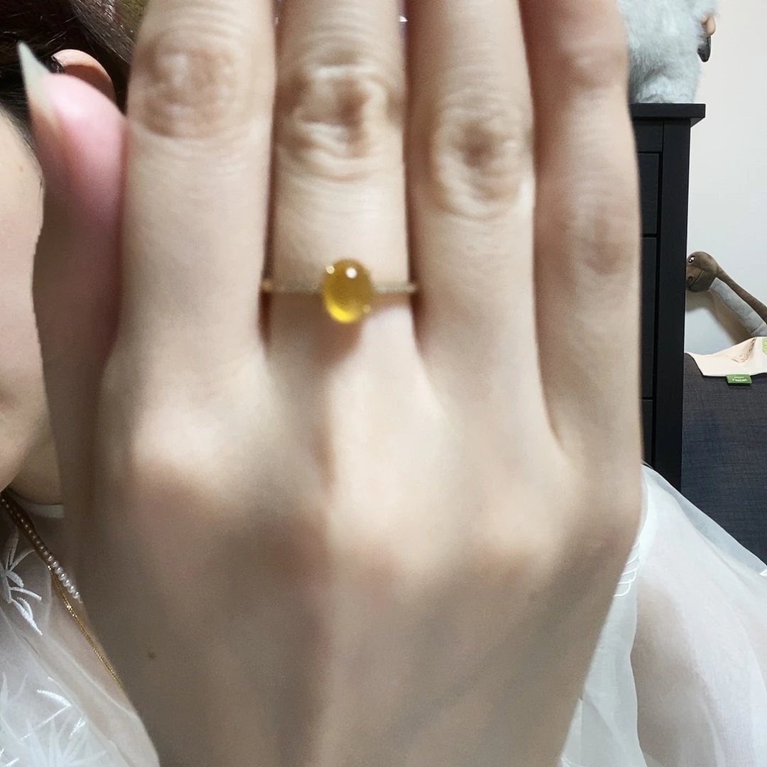 翡翠戒指18K金镶嵌简单3