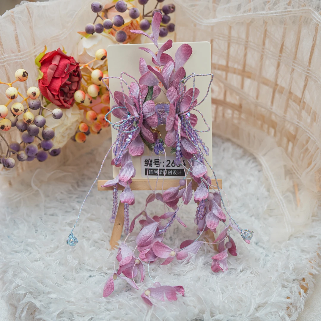饰阿梁2664 紫藤卧蝶抓夹头饰儿童小女孩发夹发饰可爱甜美中国风