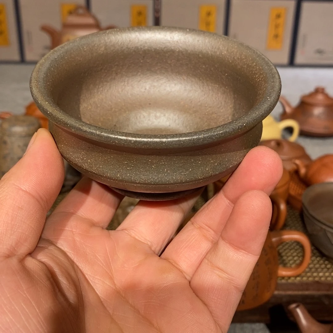 紫砂茶杯左*柴烧窑变紫砂主人杯