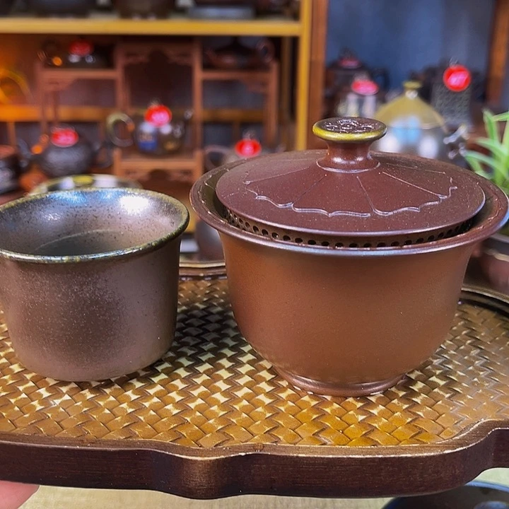 字**生蛟龙精品柴烧莲花盖碗170毫升一壶一杯