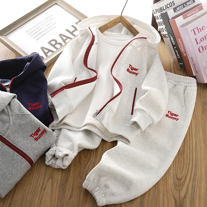 男童运动服套装秋装2025新款儿童连帽拉链衫中大童外套裤子两件套