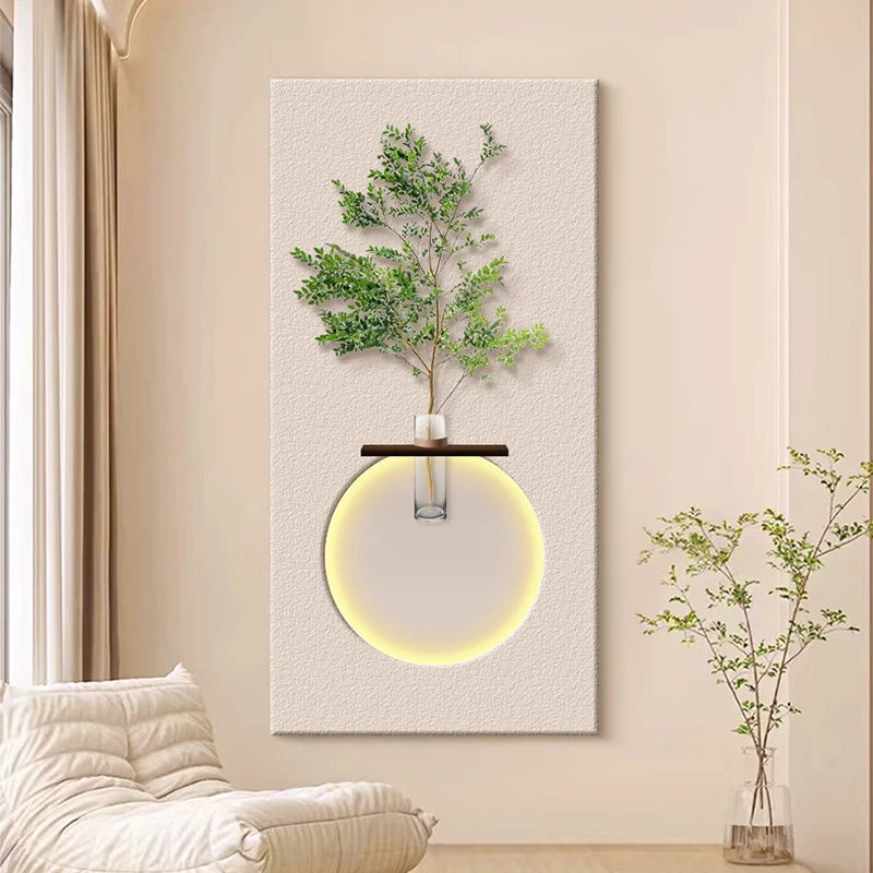 水培绿植砂岩玄关装饰画现代极简入门玄关挂画2025新款走廊过道画