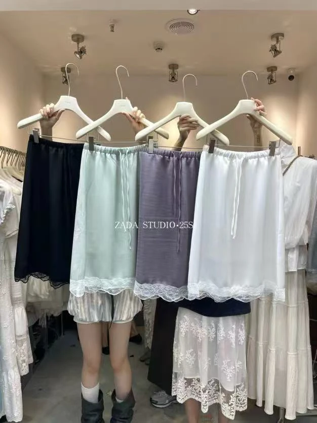 zada@6298 韩系气质简约拼接蕾丝花边半身裙 6-18