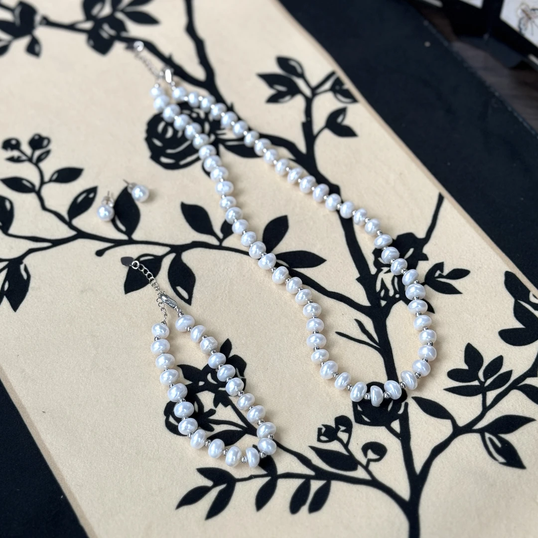 银925+淡水珍珠三件套装q002