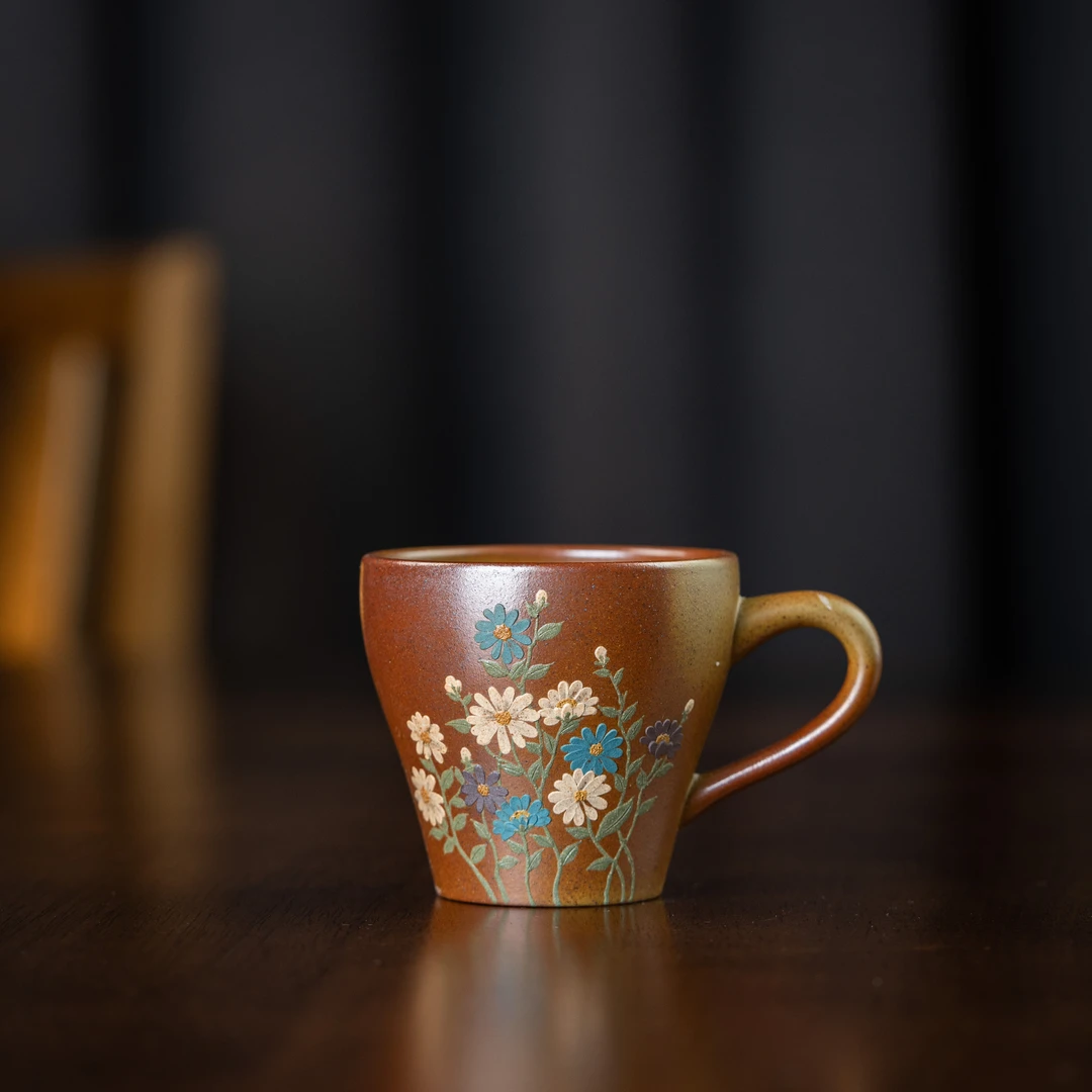 小雏菊耳把杯 柴烧160cc 紫砂茶周边