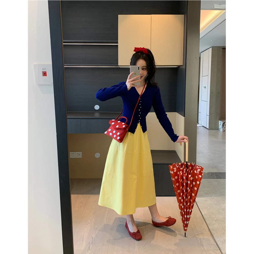 XINYI【白雪公主】春季针织小衫+半身裙女X625Z03855/X625G03081