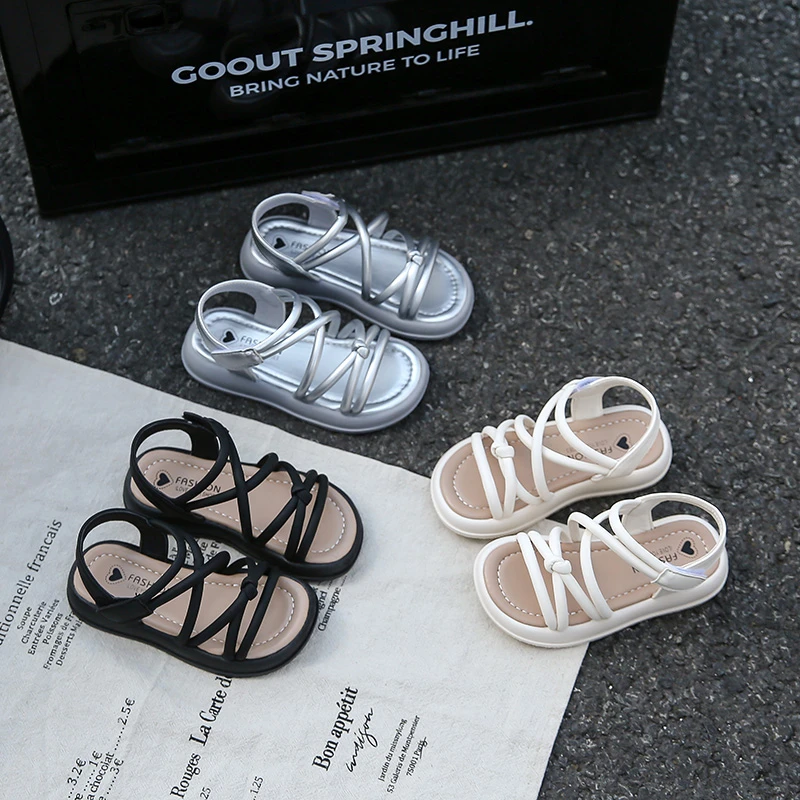 女童鞋罗马凉鞋夏款2025年新款儿童时尚中大童小女孩宝宝软底沙滩